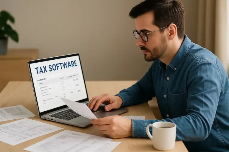 Accountant working with digital tax software